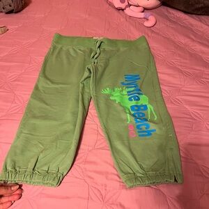 Vintage Green Kids Joggers with Blue Print